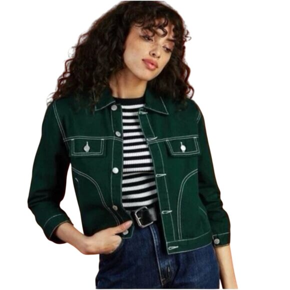Unif NWT Denim Jacket Holy Green 3/4 Sleeve ASO TV 911/ Scream/The Fosters SizeS - Picture 7 of 16